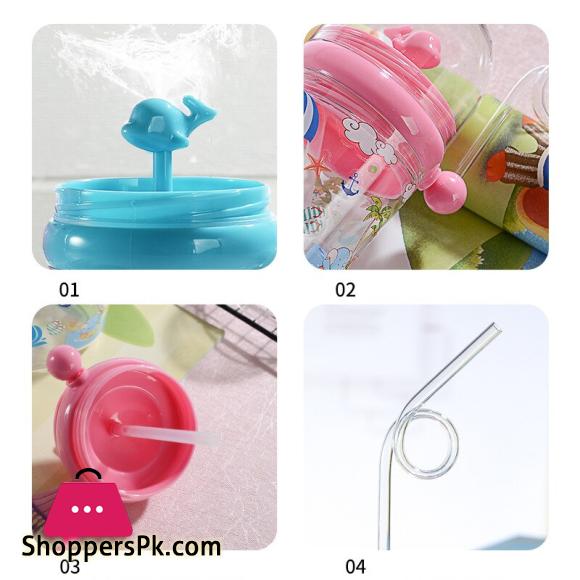 250ML Baby Drinking Cup Kids Whale Water Spray Cartoon Baby Feeding Cups with Straws Water Bottles Outdoor Childrens Cups