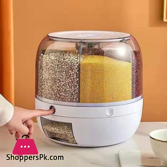 6 kg 360° Rotating Cereals Rice Container Kitchen Organizer Food Storage Dispenser Box Separated Sealed Grain Bucket Organization