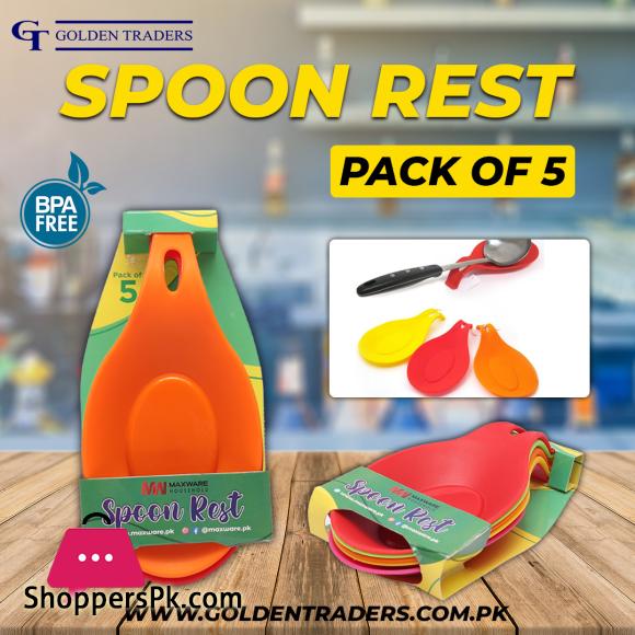 5 Pieces Pack - GT Shop Spoon Rest, Plastic Spoon Rest, Heat Resistant Kitchen Utensil Spatula Holder Cooking Tool, Spoon holder - Spoon holder for Kitchen
