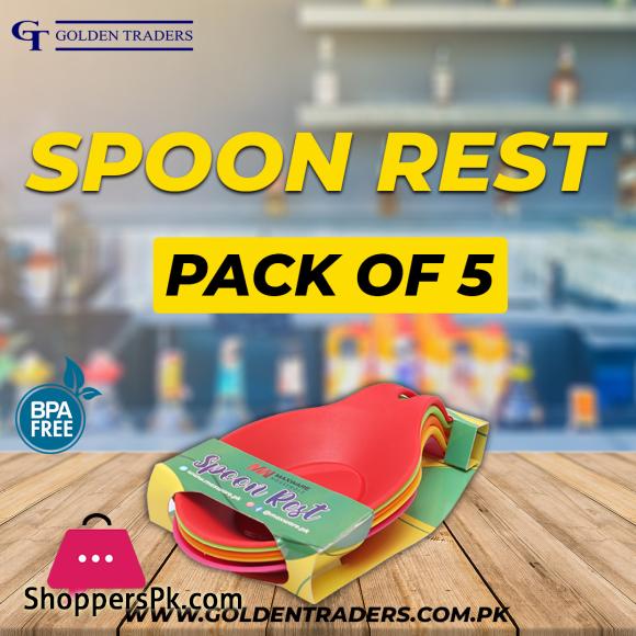 5 Pieces Pack - GT Shop Spoon Rest, Plastic Spoon Rest, Heat Resistant Kitchen Utensil Spatula Holder Cooking Tool, Spoon holder - Spoon holder for Kitchen