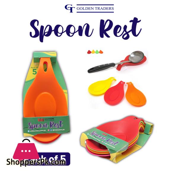 5 Pieces Pack - GT Shop Spoon Rest, Plastic Spoon Rest, Heat Resistant Kitchen Utensil Spatula Holder Cooking Tool, Spoon holder - Spoon holder for Kitchen