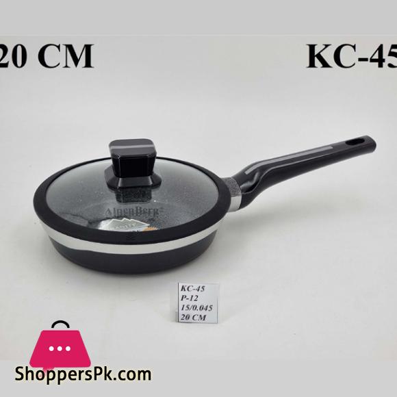 ALPENBURG Frypan Black Silver Single Handle with Lid Germany Made 20 CM # KC45