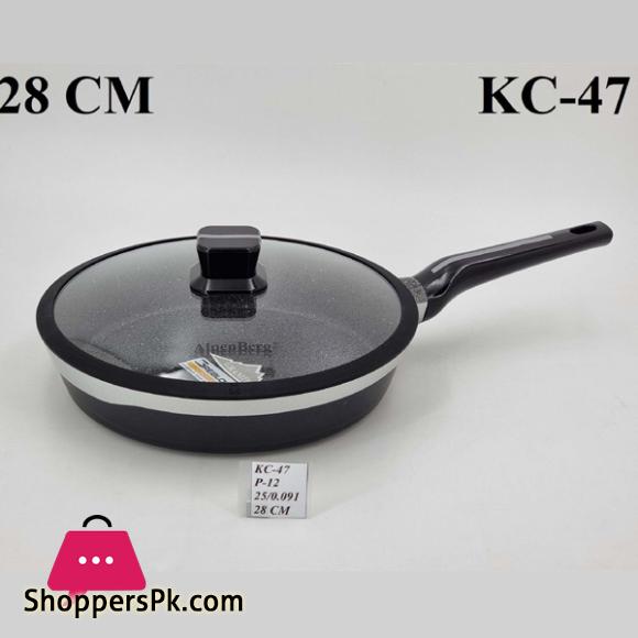 ALPENBURG Frypan Black Silver Single Handle with Lid Germany Made 28 CM # KC47