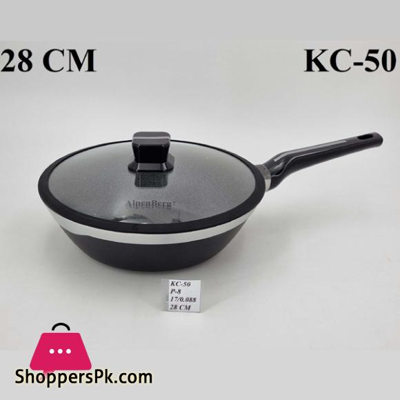 ALPENBURG Single Handle Wok Black Silver with Lid Germany Made 28 CM # KC50