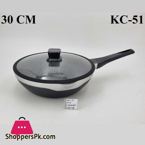 ALPENBURG Single Handle Wok Black Silver with Lid Germany Made 30 Cm # KC51