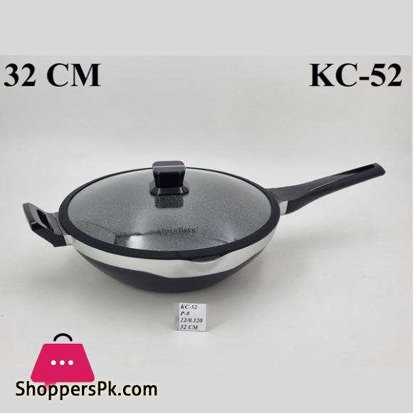 ALPENBURG Single Handle Wok Black Silver with Lid Germany Made 32 Cm # KC52
