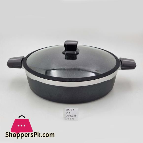 ALPENBURG Wok Karahi Germany Made Black Silver 34cm # KC44