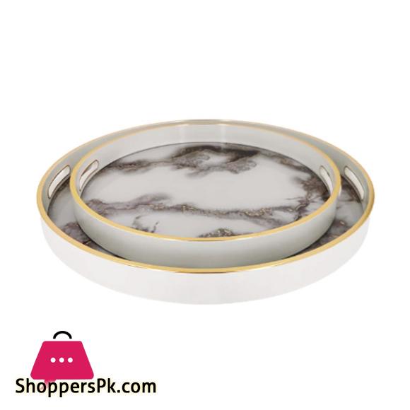 ANGELA Wood Round Serving Tray 2Pcs - RY36