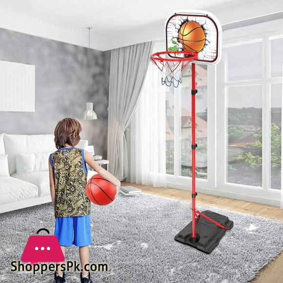 Basketball Hoop Kids Basketball Hoop and Stand for Kids 78-170CM Adjustable Height Basketball Stand with 2 Ball, Net, Air pump, Wrench, for Outdoor Indoor Basketball Hoop Portable Basketball Stand Set