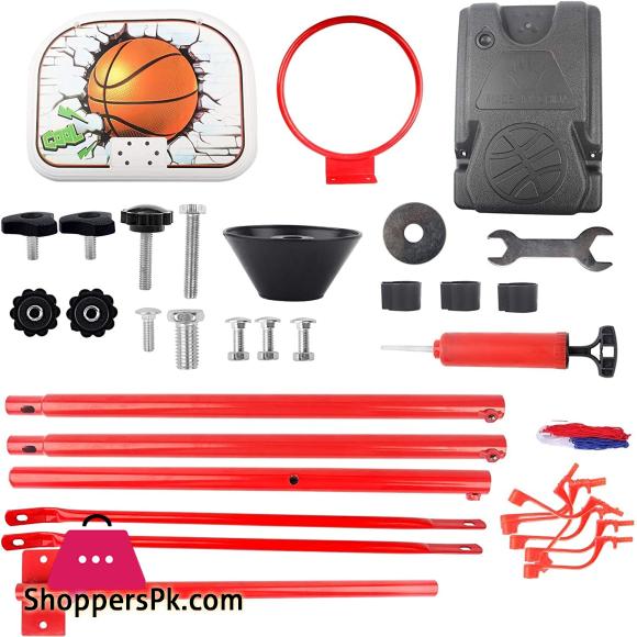 Basketball Hoop Kids Basketball Hoop and Stand for Kids 78-170CM Adjustable Height Basketball Stand with 2 Ball, Net, Air pump, Wrench, for Outdoor Indoor Basketball Hoop Portable Basketball Stand Set