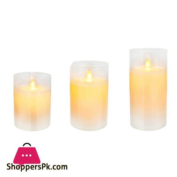 Battery operated Flameless Candle Outdoor Waterproof Candle Flashing Flame LED Candle 3 Piece Set