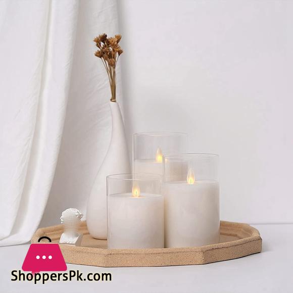 Battery operated Flameless Candle Outdoor Waterproof Candle Flashing Flame LED Candle 3 Piece Set