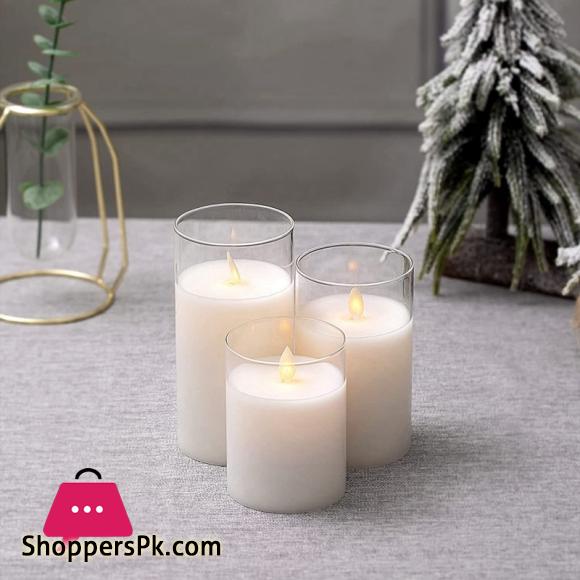 Battery operated Flameless Candle Outdoor Waterproof Candle Flashing Flame LED Candle 3 Piece Set