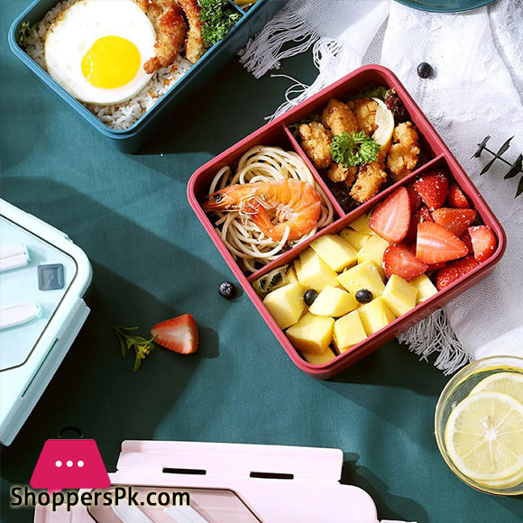 Bento Box Lunch Box 3 Compartment with Utensils Lunch Containers for Meal Prep Lunch Snack Eco-Friendly Leakproof Microwave Safe