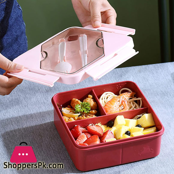 Bento Box Lunch Box 3 Compartment with Utensils Lunch Containers for Meal Prep Lunch Snack Eco-Friendly Leakproof Microwave Safe