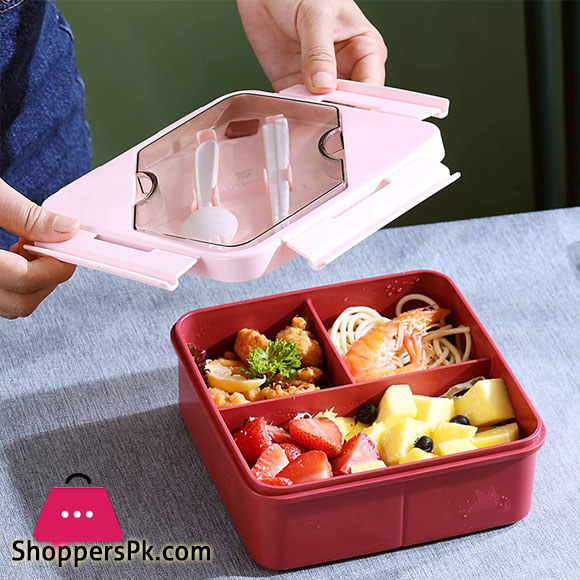 Bento Box Lunch Box 3 Compartment with Utensils Lunch Containers for Meal Prep Lunch Snack Eco-Friendly Leakproof Microwave Safe