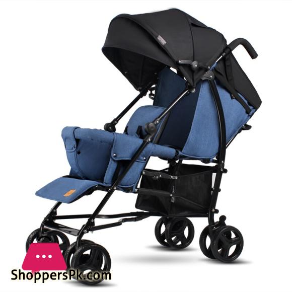 Blue-Baby Twins Stroller Easy Portable Folding Double Baby for Big and Small Baby Can Sit and Lie Before After The Second Child