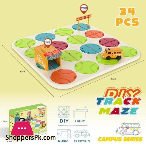 DIY Track Maze School Bus with Track Routes – 34 pieces