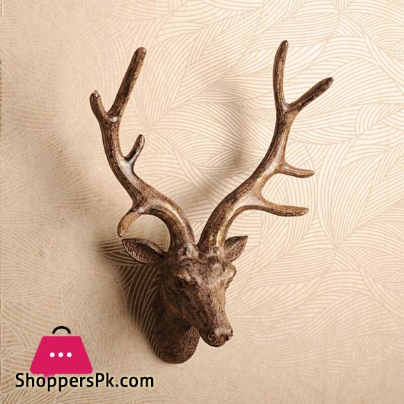 Deer Head Sculpture Murals Home Wall Hanging Animal Statue Decoration Resin Handmade European Village Ornament Artwork Craft