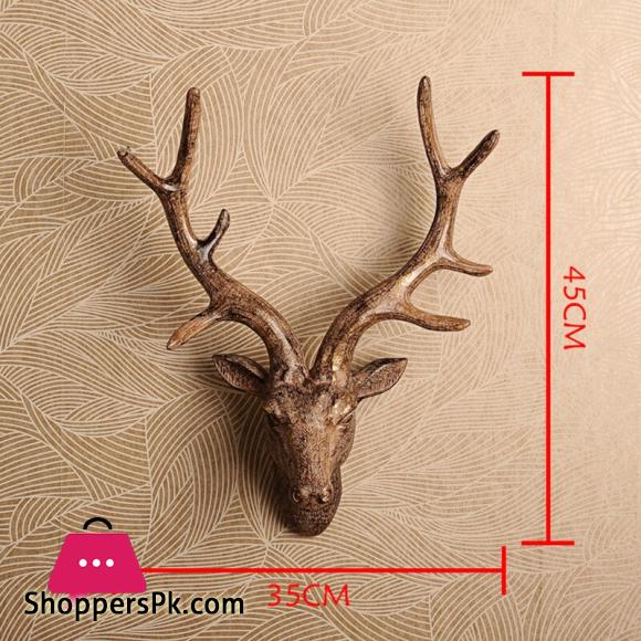 Deer Head Sculpture Murals Home Wall Hanging Animal Statue Decoration Resin Handmade European Village Ornament Artwork Craft