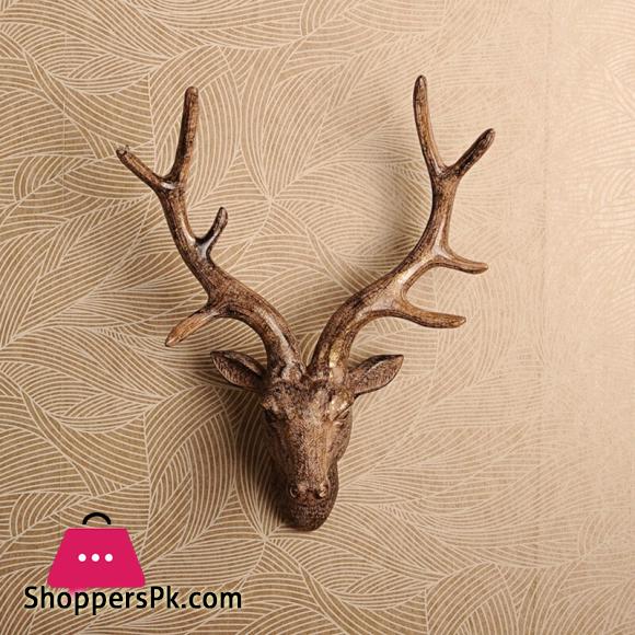 Deer Head Sculpture Murals Home Wall Hanging Animal Statue Decoration Resin Handmade European Village Ornament Artwork Craft