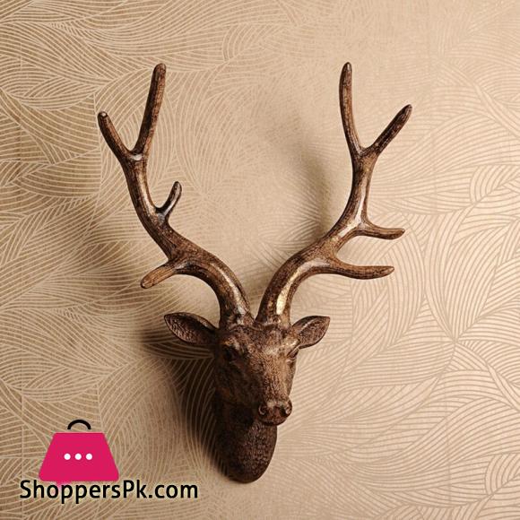 Deer Head Sculpture Murals Home Wall Hanging Animal Statue Decoration Resin Handmade European Village Ornament Artwork Craft