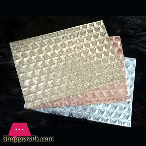 Dining Table Mats Washable Rectangle Metallic Vinyl Placemat Non-Slip Heat Resistant Mat Pack of 6