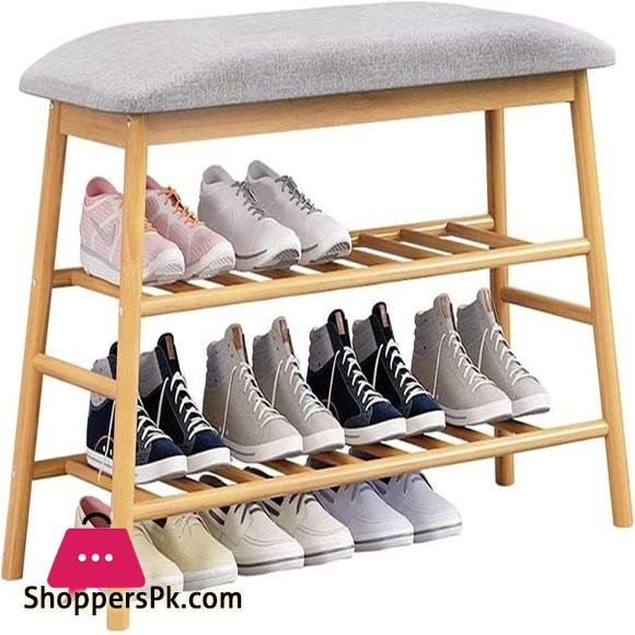Home Shoe Cabinet Shoe Rack Shoe Storage Box Household for Closet Corridor Cloakroom 2-Tier Wooden Shoe Bench