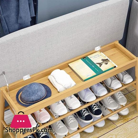 Home Shoe Cabinet Shoe Rack Shoe Storage Box Household for Closet Corridor Cloakroom 2-Tier Wooden Shoe Bench