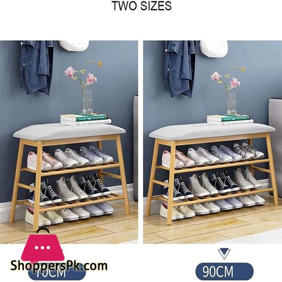 Home Shoe Cabinet Shoe Rack Shoe Storage Box Household for Closet Corridor Cloakroom 2-Tier Wooden Shoe Bench