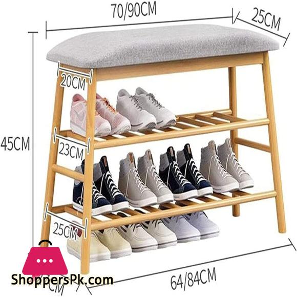 Home Shoe Cabinet Shoe Rack Shoe Storage Box Household for Closet Corridor Cloakroom 2-Tier Wooden Shoe Bench