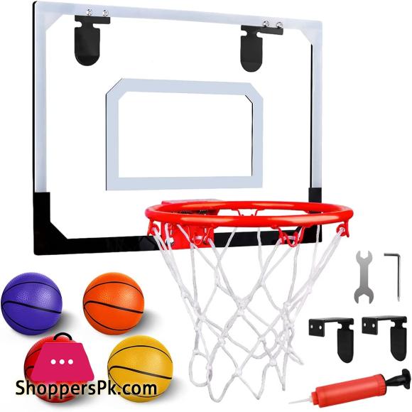 Indoor Basketball Hoop Set for Kids - Mini Basketball Hoop for Door with 4 Balls Shooting Ball Game Sport for Kids Boys Girls Bedroom