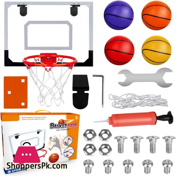 Indoor Basketball Hoop Set for Kids - Mini Basketball Hoop for Door with 4 Balls Shooting Ball Game Sport for Kids Boys Girls Bedroom