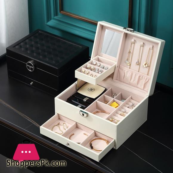 Jewelry Box Organizer 3 layers Leather Drawer Storage Gift Display Case For Earrings Necklace Holder Jewellery Packaging Boxes