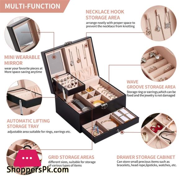 Jewelry Box Organizer 3 layers Leather Drawer Storage Gift Display Case For Earrings Necklace Holder Jewellery Packaging Boxes