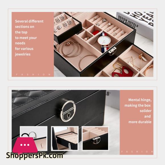 Jewelry Box Organizer 3 layers Leather Drawer Storage Gift Display Case For Earrings Necklace Holder Jewellery Packaging Boxes