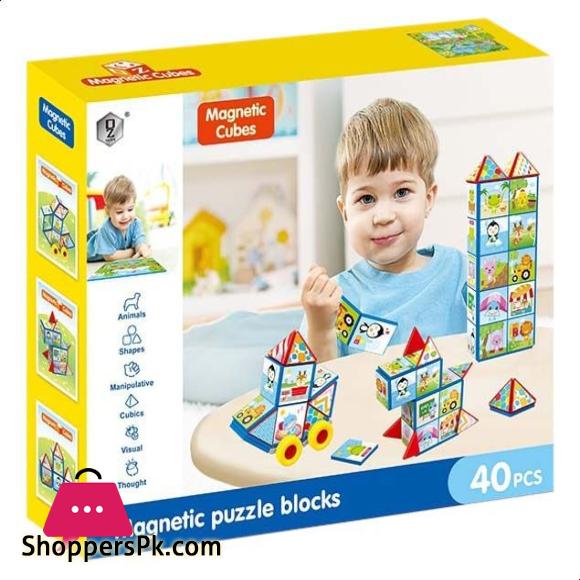 Magnetic Puzzle Blocks – 40 Pieces