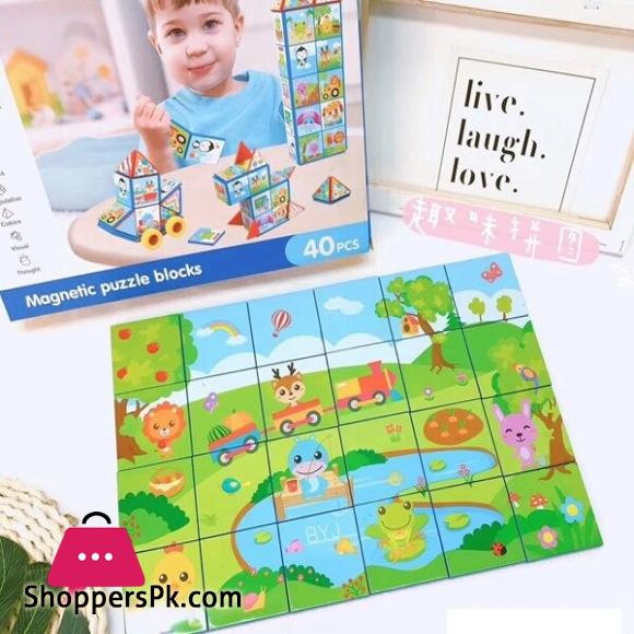 Magnetic Puzzle Blocks – 40 Pieces