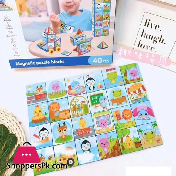Magnetic Puzzle Blocks – 40 Pieces