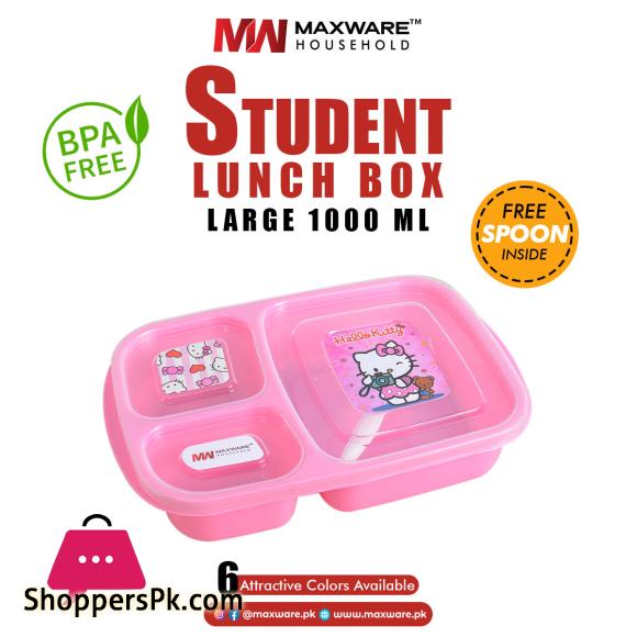 Maxware Household Student Lunch Box Large 1000ml, Lunch Box with three portions/Compartments