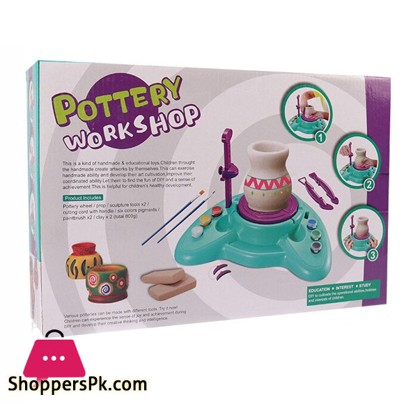 Mini Electric Pottery Machine Household Pottery Making Toy Interactive Game DIY Handicraft Ceramic Kit With Pigment Clay Kid Toy