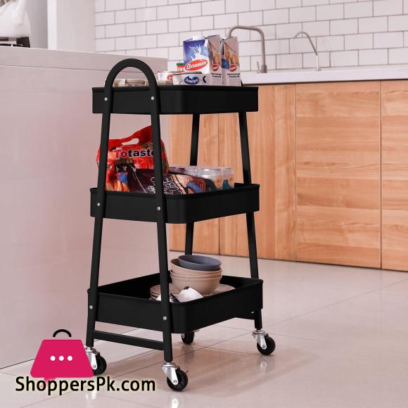 Multi-Purpose Utility Rolling Mobile Cart Trolley Organizer with 3 Tier Drawer Units & Metal Mesh Shelving Holders Basket Rack for Kitchen,Bathroom,Bedroom Storage on Wheels