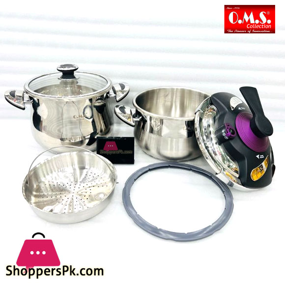 OMS Cooker Set of 5 Stainless Steel Matic Pressure Cooker Turkey Made 5029