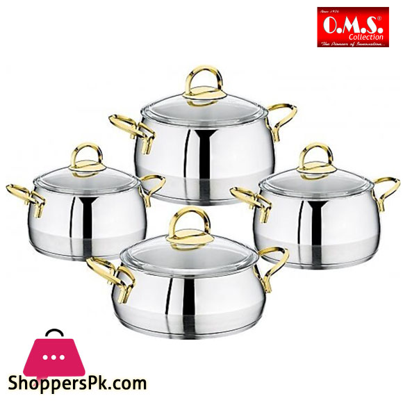 OMS Cylinder Steel Cookware Set of 8 Pieces Turkey Made - 1100G