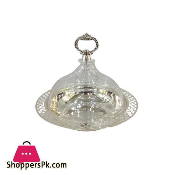 ORCHID Silver Plated Butter Dish with Acrylic Cover - CD6006