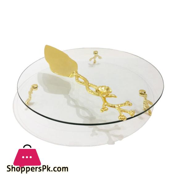Orchid Cake Dish Plus Lifter Gold - CD6025