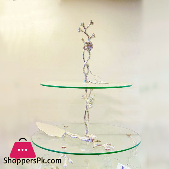 Orchid Silver Two Tier Pastry Stand Plus Lifter – CD6880