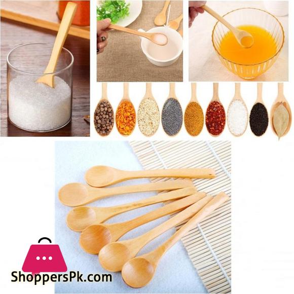 Pack of 6 Wooden Bamboo Spice jar Spoon/Suger Pot Spoon/Tea & Coffee Mixing Spoon/Ice Cream Spoon