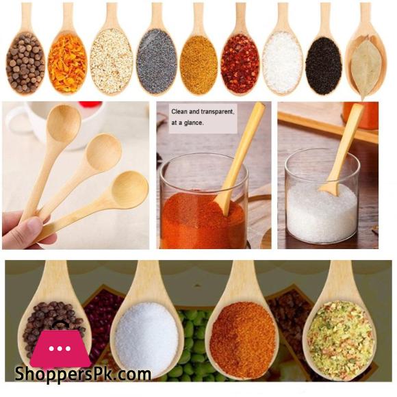 Pack of 6 Wooden Bamboo Spice jar Spoon/Suger Pot Spoon/Tea & Coffee Mixing Spoon/Ice Cream Spoon