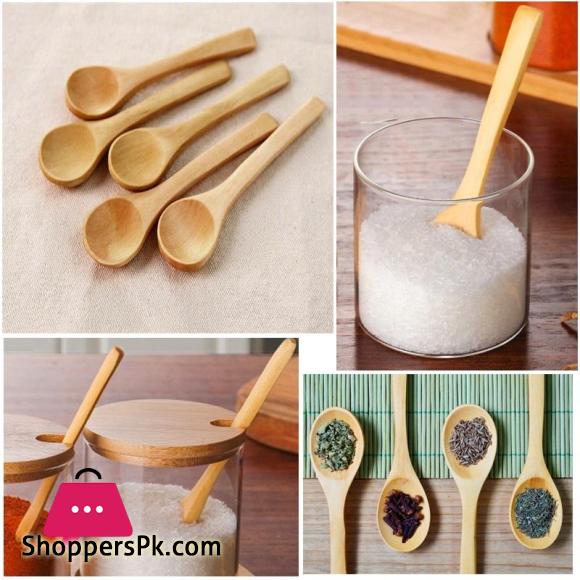 Pack of 6 Wooden Bamboo Spice jar Spoon/Suger Pot Spoon/Tea & Coffee Mixing Spoon/Ice Cream Spoon